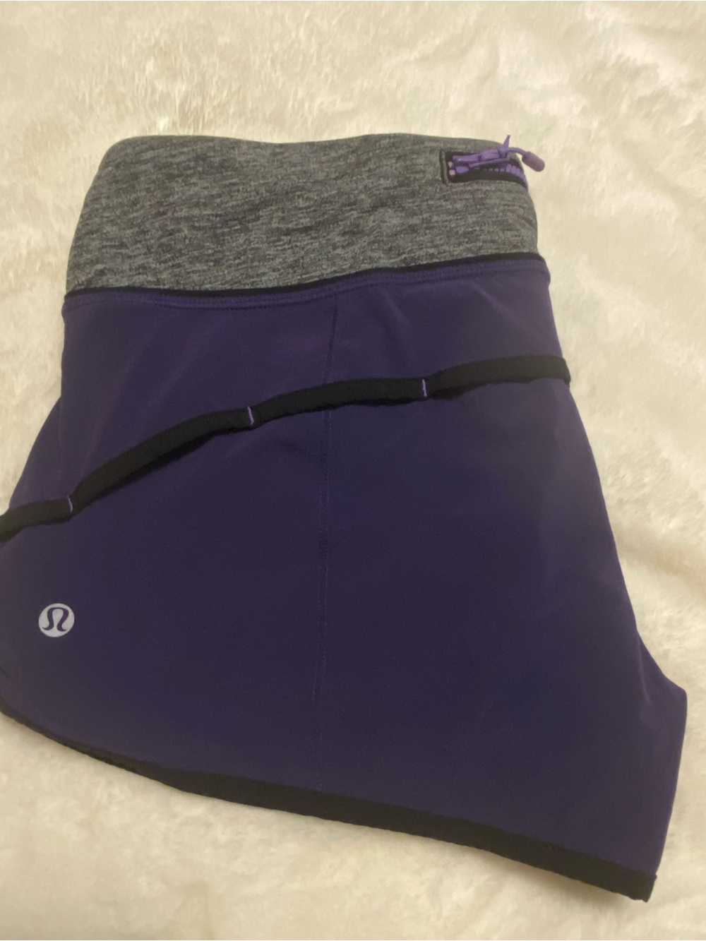 Women’s Purple Athletic Shorts with Gray Waistband